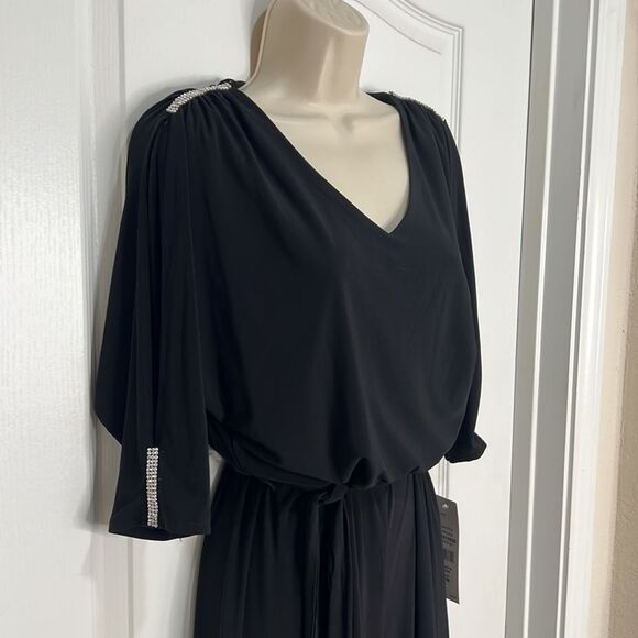 NWT MSK | Rhinestone Accent Slit Sleeve Belted Jumper | Size Petite Medium - Picture 1 of 16